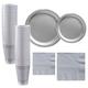 Silver Paper Tableware Kit for 50 Guests